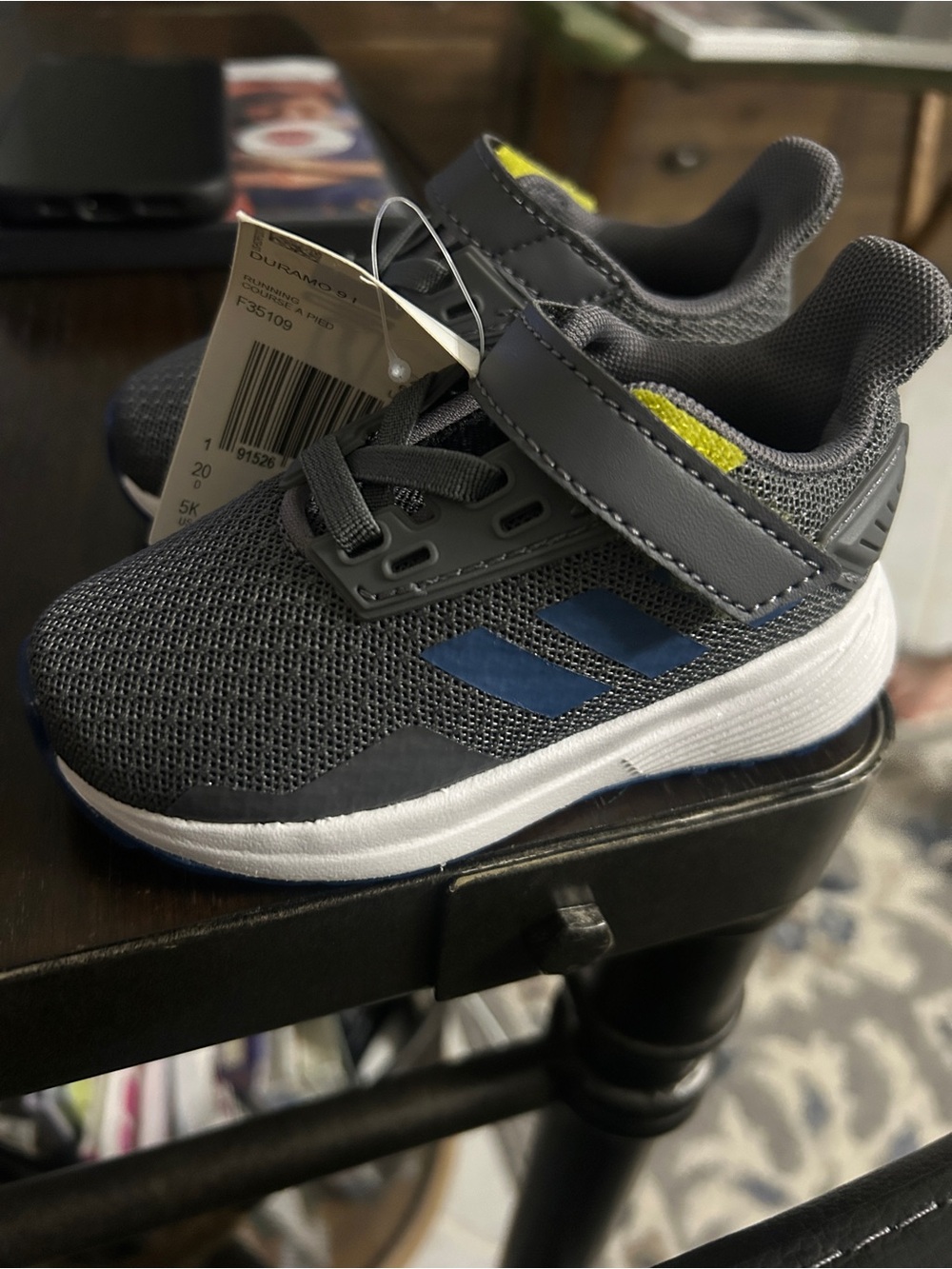 Adidas Dynamo 9 Gray and Blue Kids' Sneakers with White Sole